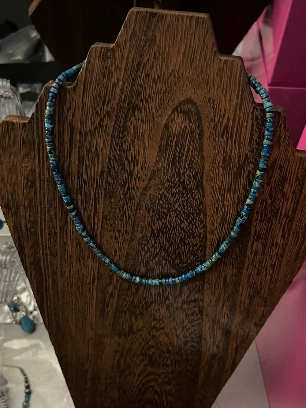 Handcrafted Heishi Bead Necklace Sterling Silver - Southwestern Style 17 inch